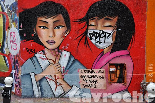 Vestige de la fresque pour le Japon - deux japonaises Vestige de la fresque pour le Japon - deux japonaises